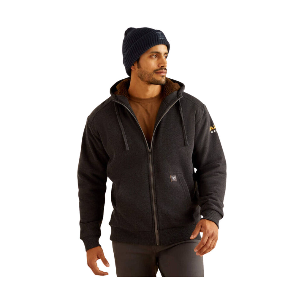 Ariat Men's Rebar All Weather Sherpa Lined Full Zip Hoodie - Charcoal Heather - Lenny's Shoe & Apparel