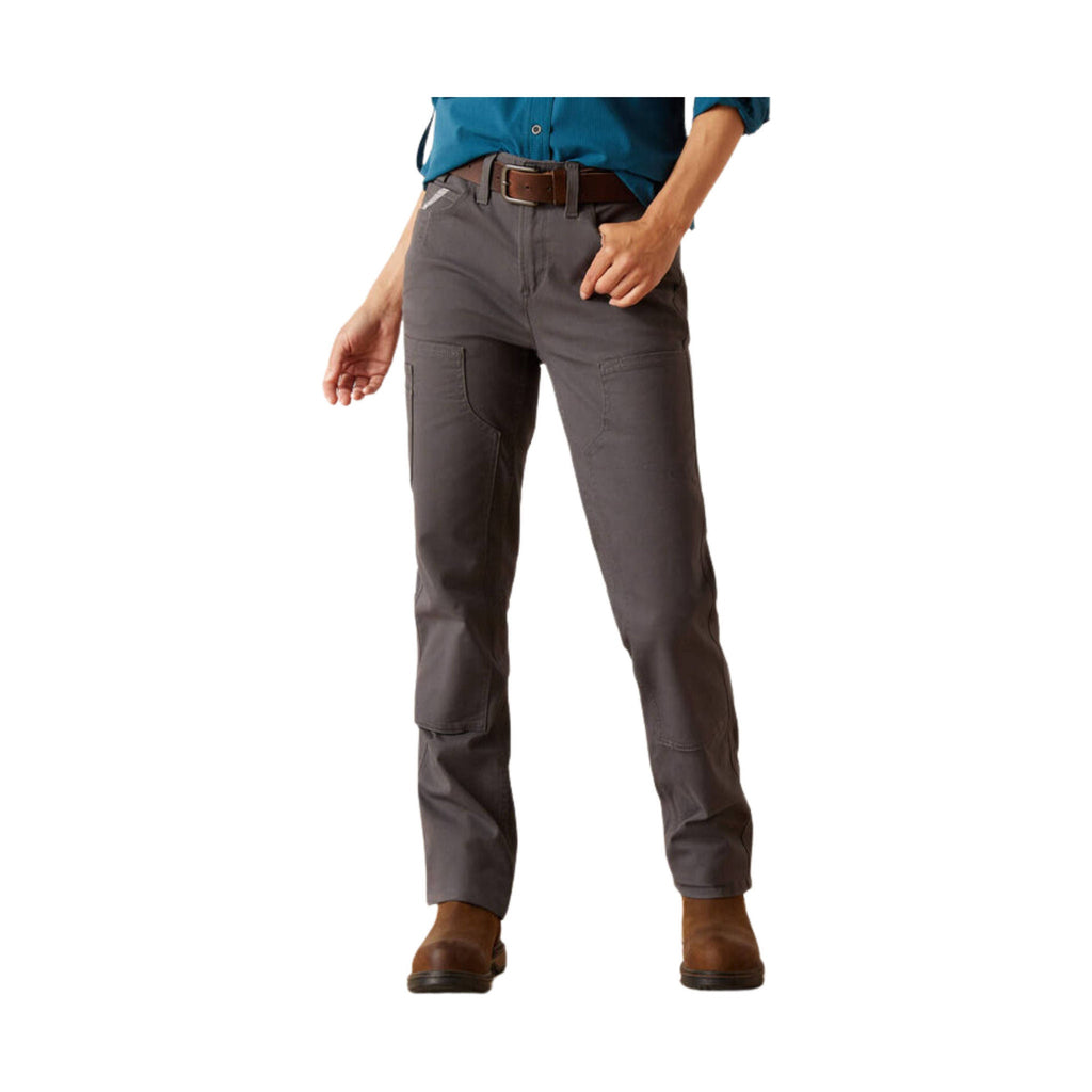 Ariat Women's Rebar PR Dura Stretrch Made Tough Double Front Straight Pant - Grey - Lenny's Shoe & Apparel