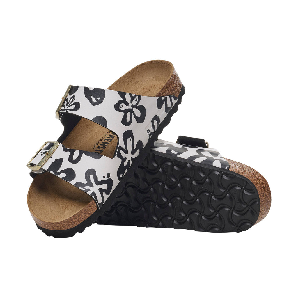 Birkenstock Arizona Sandal - Birko - Flor Blooms White/Black - Lenny's Shoe & Apparel