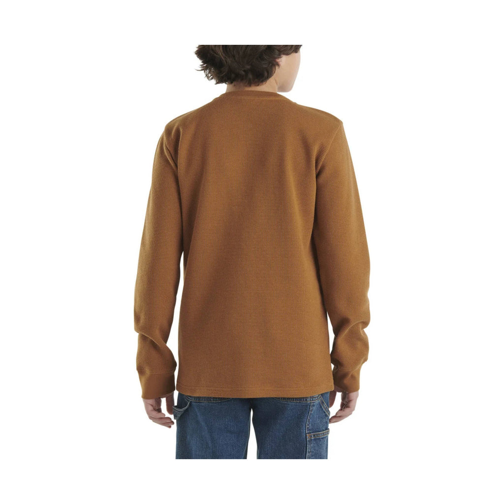 Carhartt Boys' Long Sleeve Henley Pocket Tee - Brown - Lenny's Shoe & Apparel