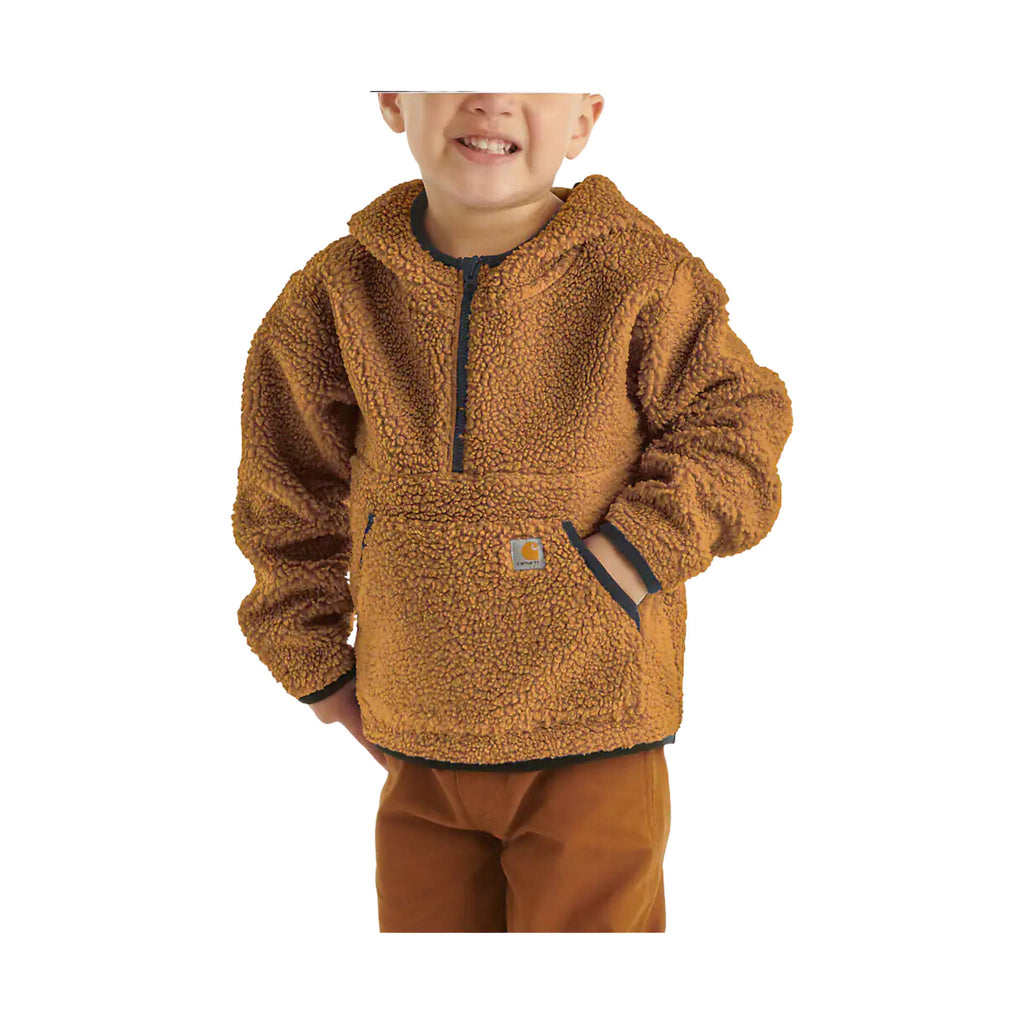 Carhartt Kids' Child Long Sleeve Fleece Hooded Half Zip Sweatshirt - Brown - Lenny's Shoe & Apparel