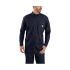 Carhartt Men's Flame Resistant Force Loose Fit Lightweight Long Sleeve Button Front Shirt - Navy - Lenny's Shoe & Apparel