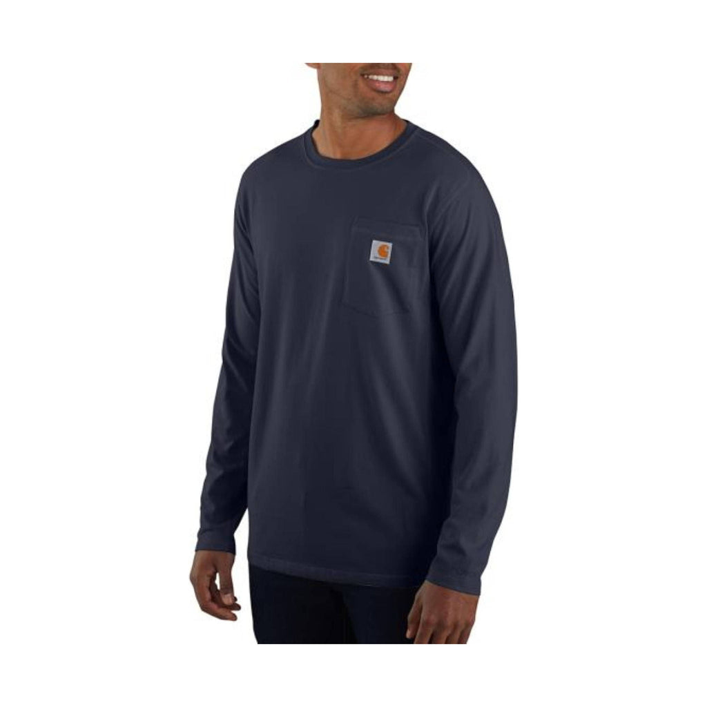 Carhartt Men's Force Relaxed Fit Midweight Long Sleeve Pocket T Shirt - Navy - Lenny's Shoe & Apparel