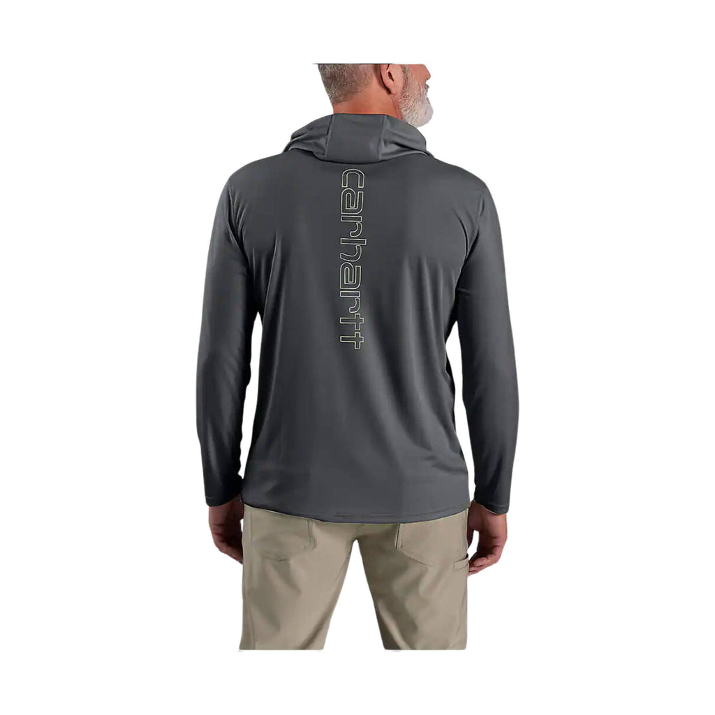 Carhartt Men's Force Sun Defender Lightweight Long Sleeve Hooded Logo Graphic T Shirt - Steel - Lenny's Shoe & Apparel