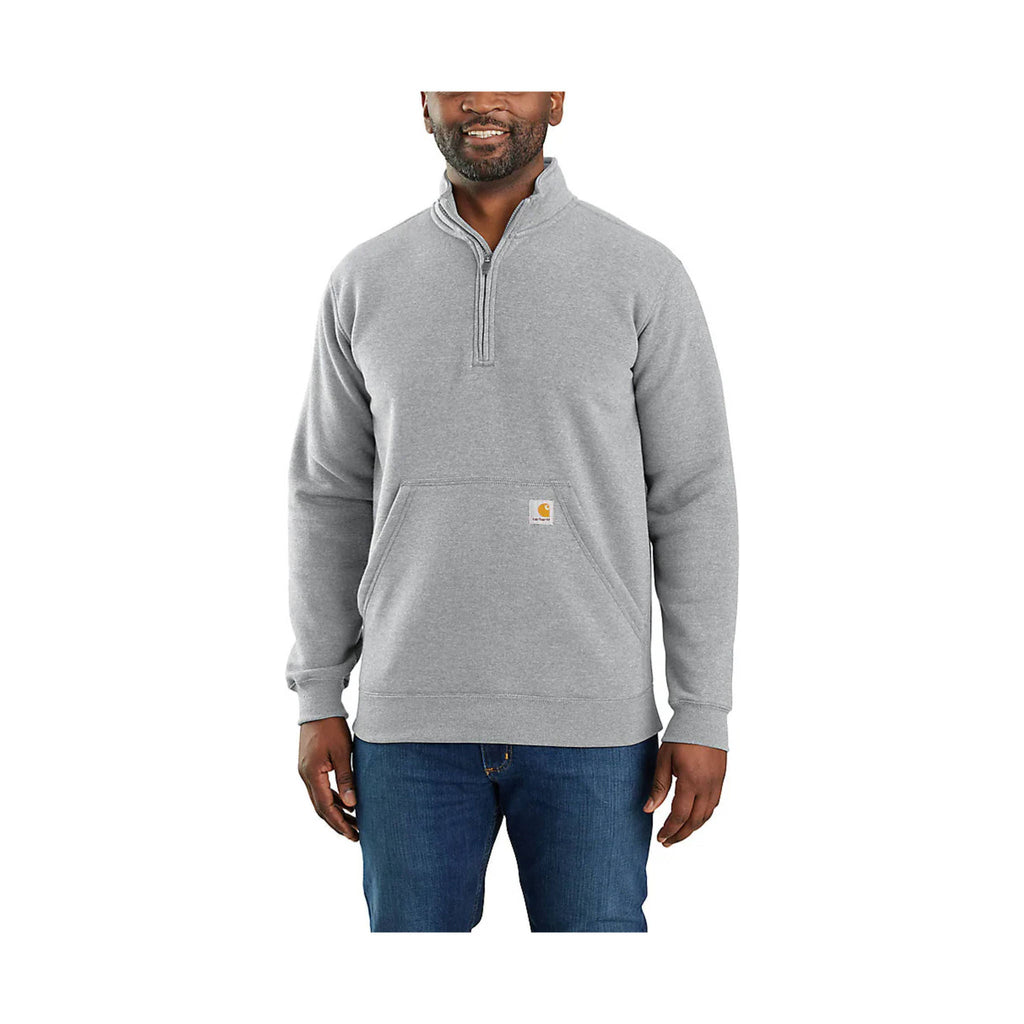 Carhartt Men's Loose Fit Midweight Quarter Zip Mock Neck Sweatshirt - Heather Gray - Lenny's Shoe & Apparel