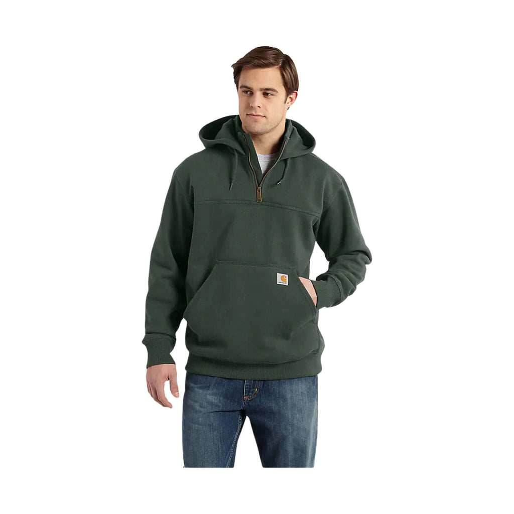 Carhartt Men's Rain Defender Paxton Heavyweight Hooded Quarter Zip Mock Sweatshirt - Forestry Green - Lenny's Shoe & Apparel