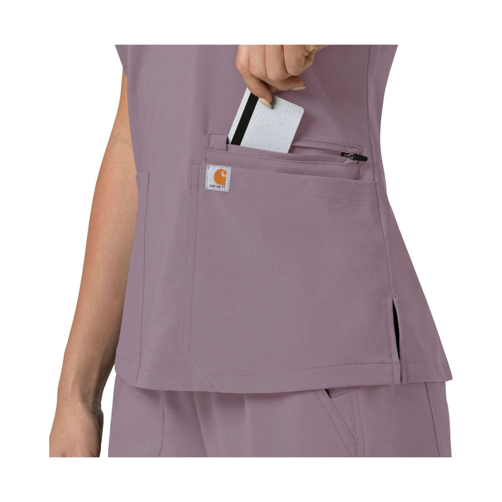 Carhartt Women's Force Cross Flex Panel V Neck Scrub Top - Lavender Mist - Lenny's Shoe & Apparel