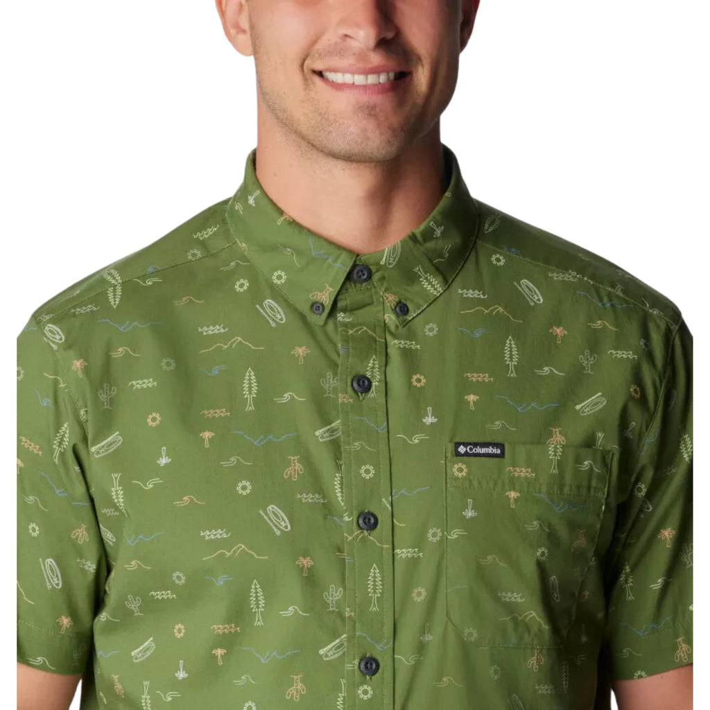 Columbia Men's Rapid Rivers Printed Short Sleeve - Canteen Explore - Lenny's Shoe & Apparel