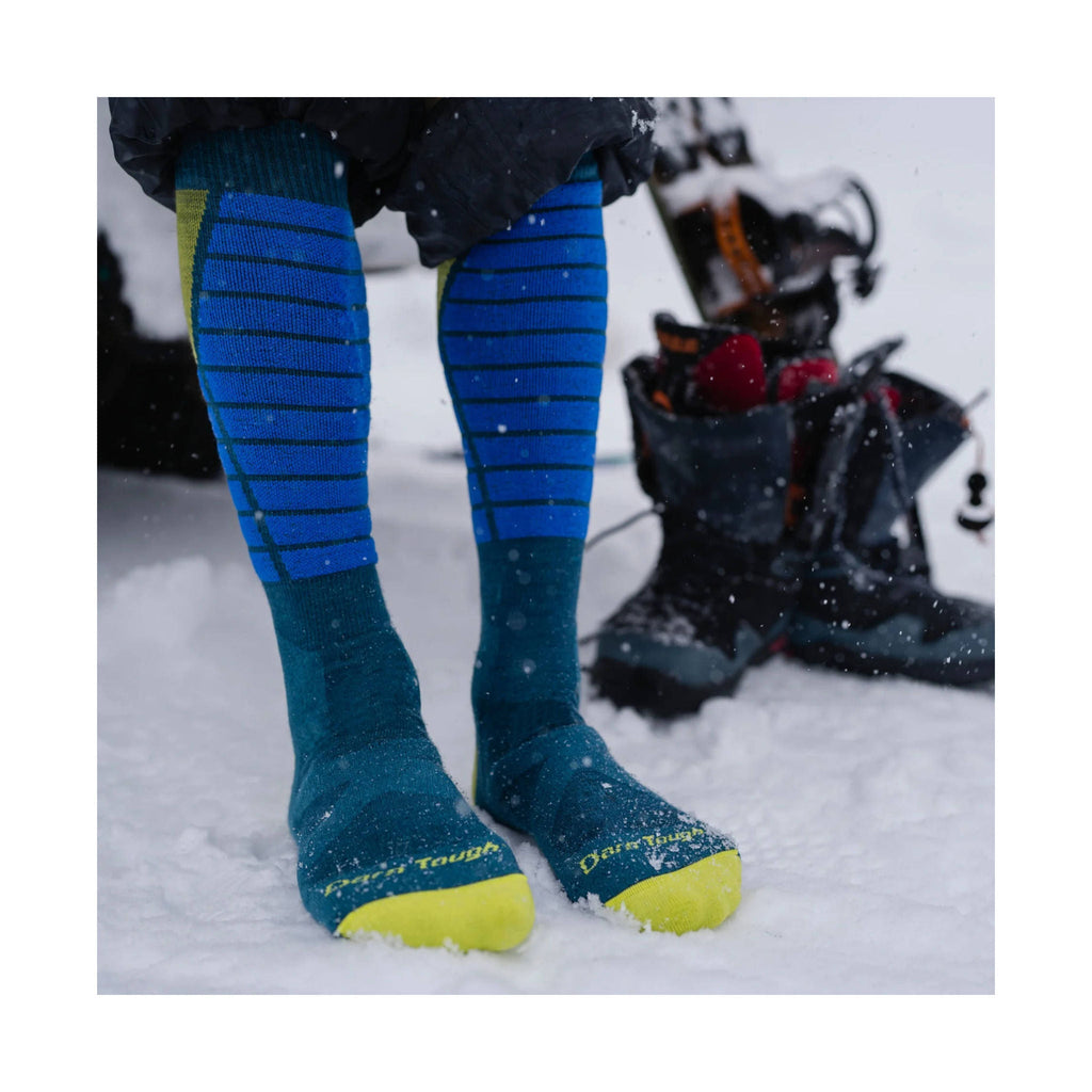 Darn Tough Vermont Men's Function X Over The Calf Midweight Ski and Snowboard Sock - Dark Teal - Lenny's Shoe & Apparel