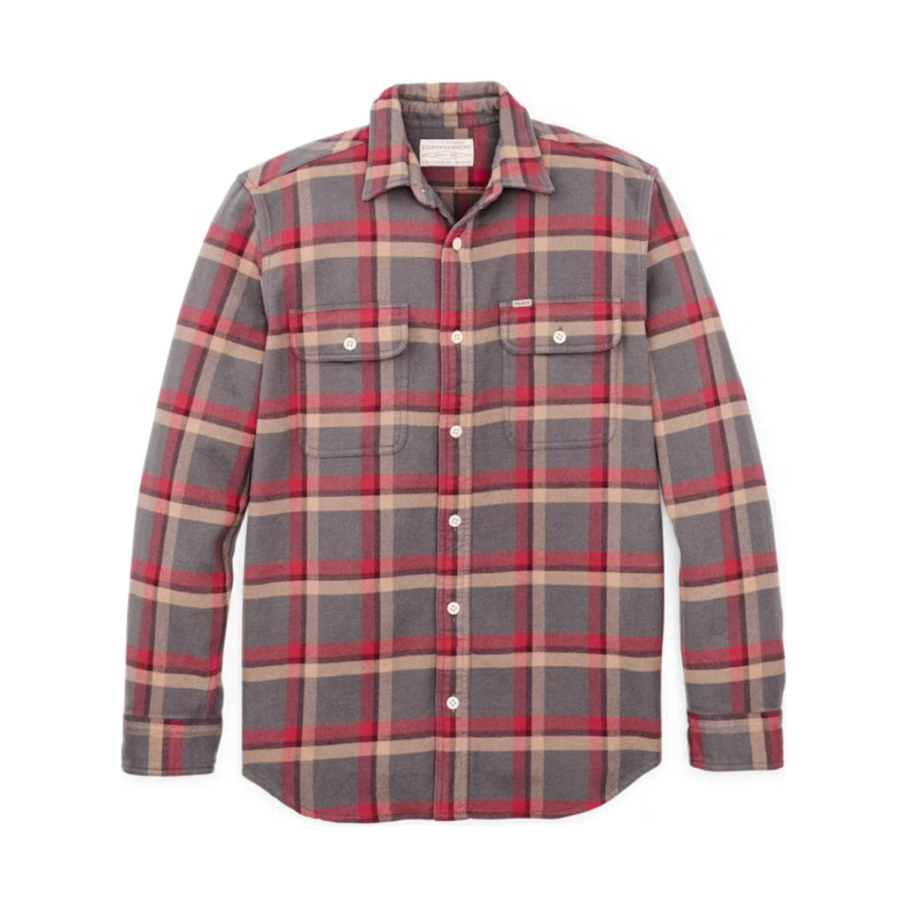 Filson Men's Vintage Flannel Work Shirt - Gray Red Multi Plaid - Lenny's Shoe & Apparel