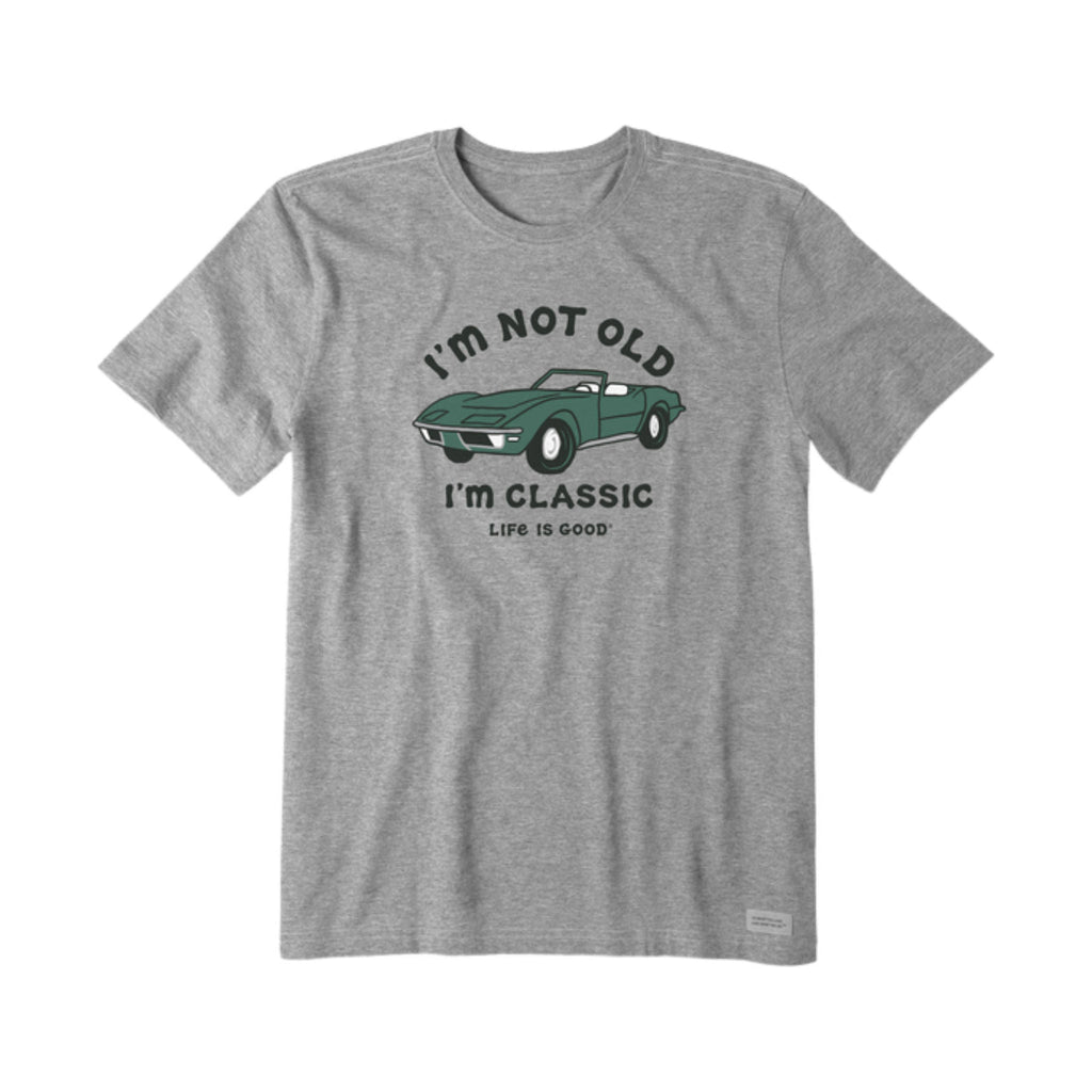 Life Is Good Men's I'm Not Old Sports Car Short Sleeve Tee - Heather Gray - Lenny's Shoe & Apparel