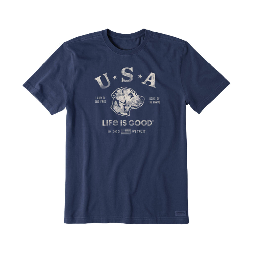 Life Is Good Men's Land of the Free Dog Crusher LITE Tee - Darkest Blue - Lenny's Shoe & Apparel