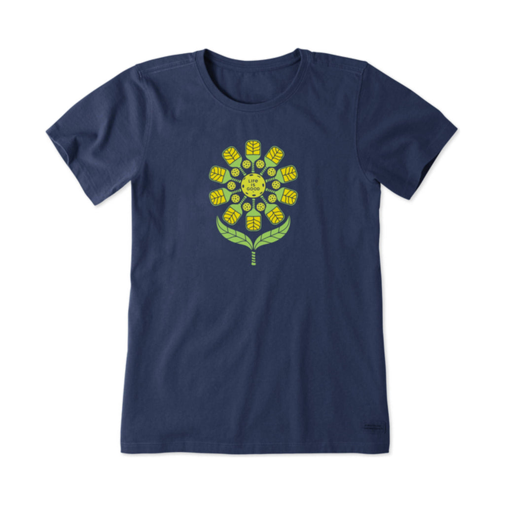 Life Is Good Women's Clean Pickleball Flower Short Sleeve Tee - Darkest Blue - Lenny's Shoe & Apparel