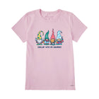 Life Is Good Women's Garden Gnomies Chillin' Short Sleeve Tee - Seashell Pink - Lenny's Shoe & Apparel