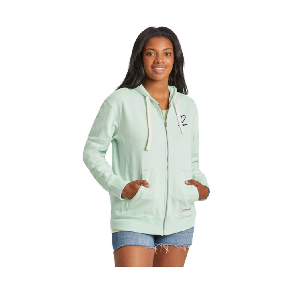 Life Is Good Women's Heart Simply True Fleece Zip Hoodie - Sage Green - Lenny's Shoe & Apparel