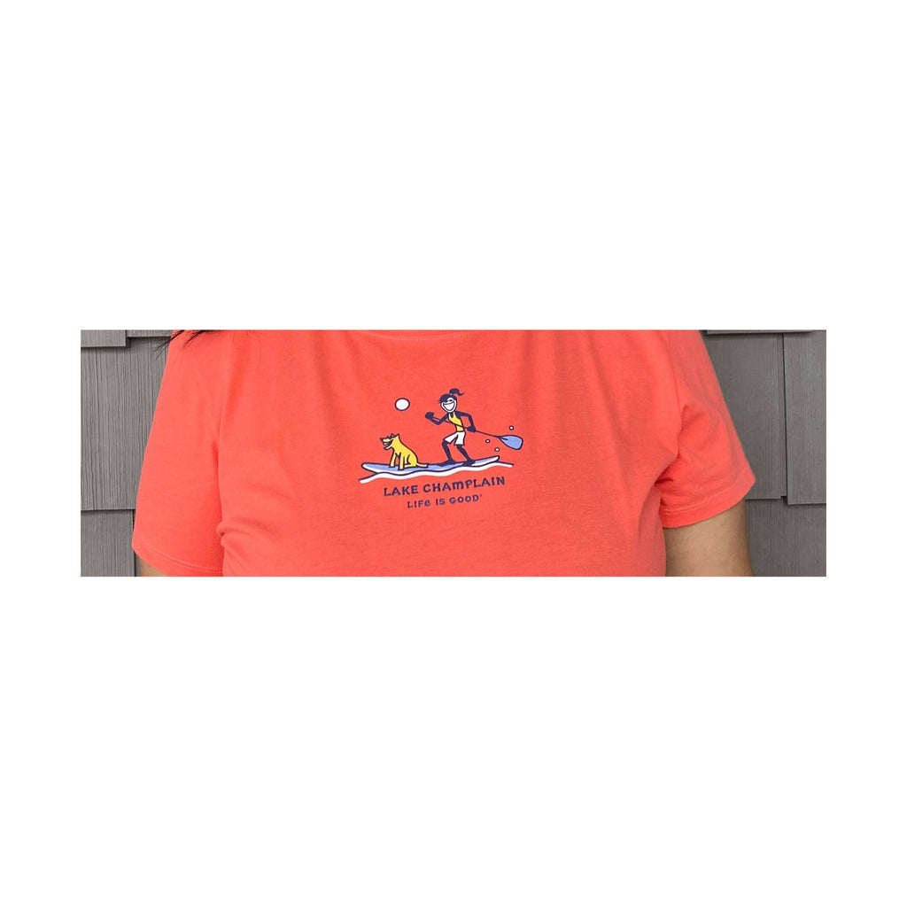 Life Is Good Women's Lake Champlain Exclusive Jackie Paddle Tee - Mango Orange - Lenny's Shoe & Apparel