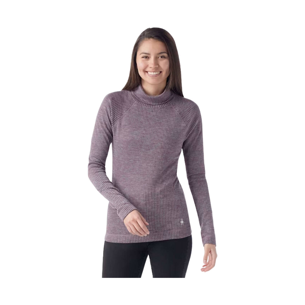 Smartwool Women's Merino Rib T - Neck - Chalk Violet Heather - Lenny's Shoe & Apparel