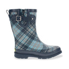 Western Tweed Plaid Faux Fur Mid Rain Boot - Blue Plaid - Lenny's Shoe & Apparel