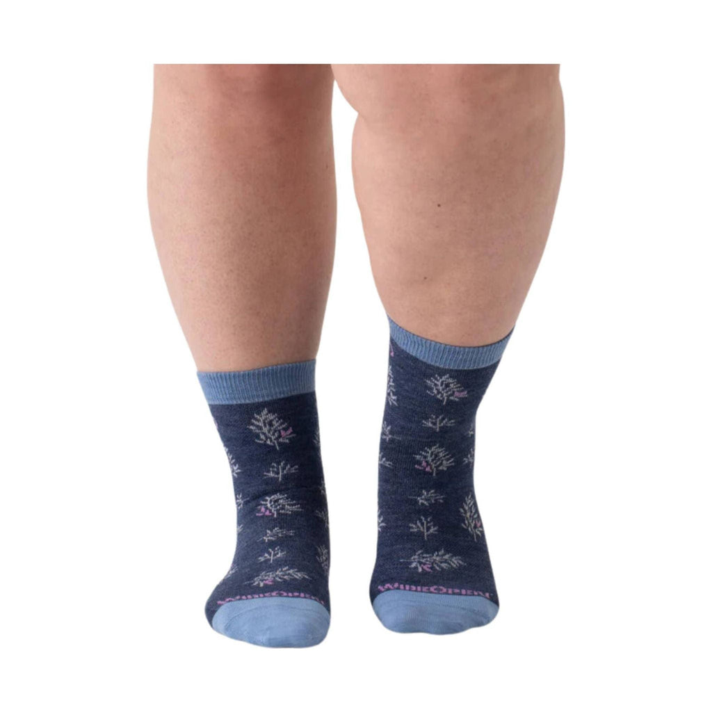 Wide Open Women's Foliage Lightweight Micro Crew Socks - Denim - Lenny's Shoe & Apparel