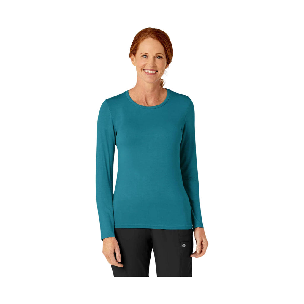 WonderWink Women's Silky Long Sleeve Top - Bay Blue - Lenny's Shoe & Apparel