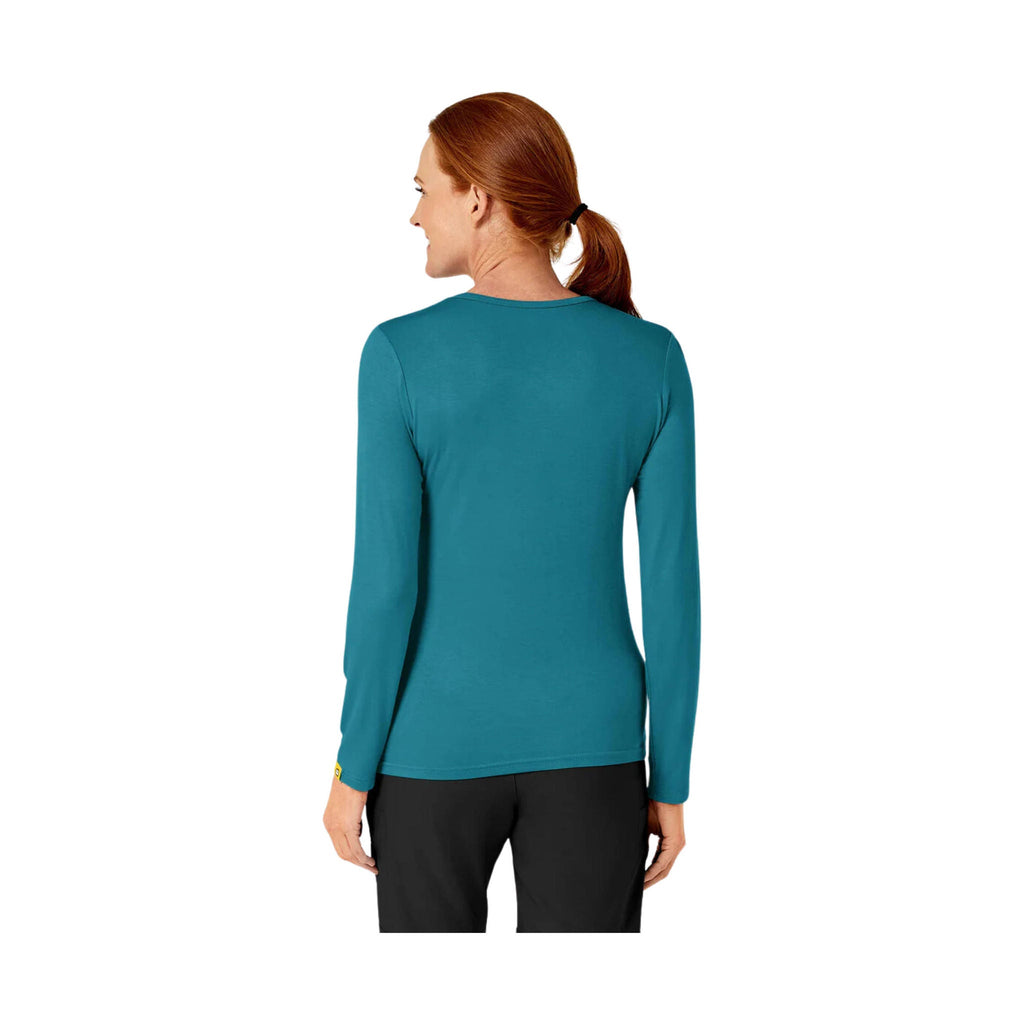 WonderWink Women's Silky Long Sleeve Top - Bay Blue - Lenny's Shoe & Apparel