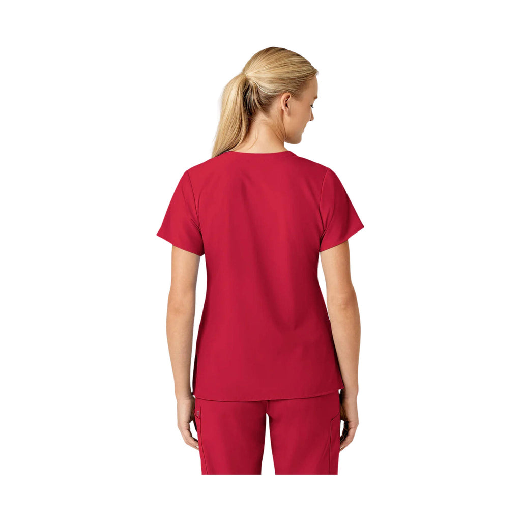 WonderWink Women's Stylized V-Neck Scrub Top - Red - Lenny's Shoe & Apparel