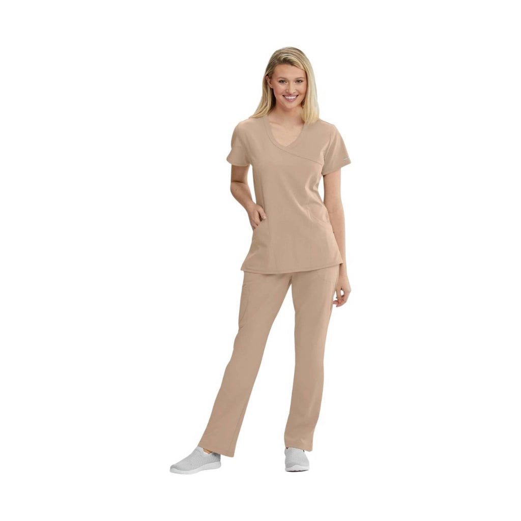 Barco Women's 3 Pocket Reliance Scrub Top - New Khaki - Lenny's Shoe & Apparel