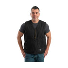 Berne Men's Heartland Sherpa-Lined Washed Duck V-Neck Vest - Black - Lenny's Shoe & Apparel