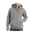 Carhartt Men's Rain Defender Paxton Heavyweight Hooded Quarter Zip Mock Sweatshirt - Heather Gray - Lenny's Shoe & Apparel