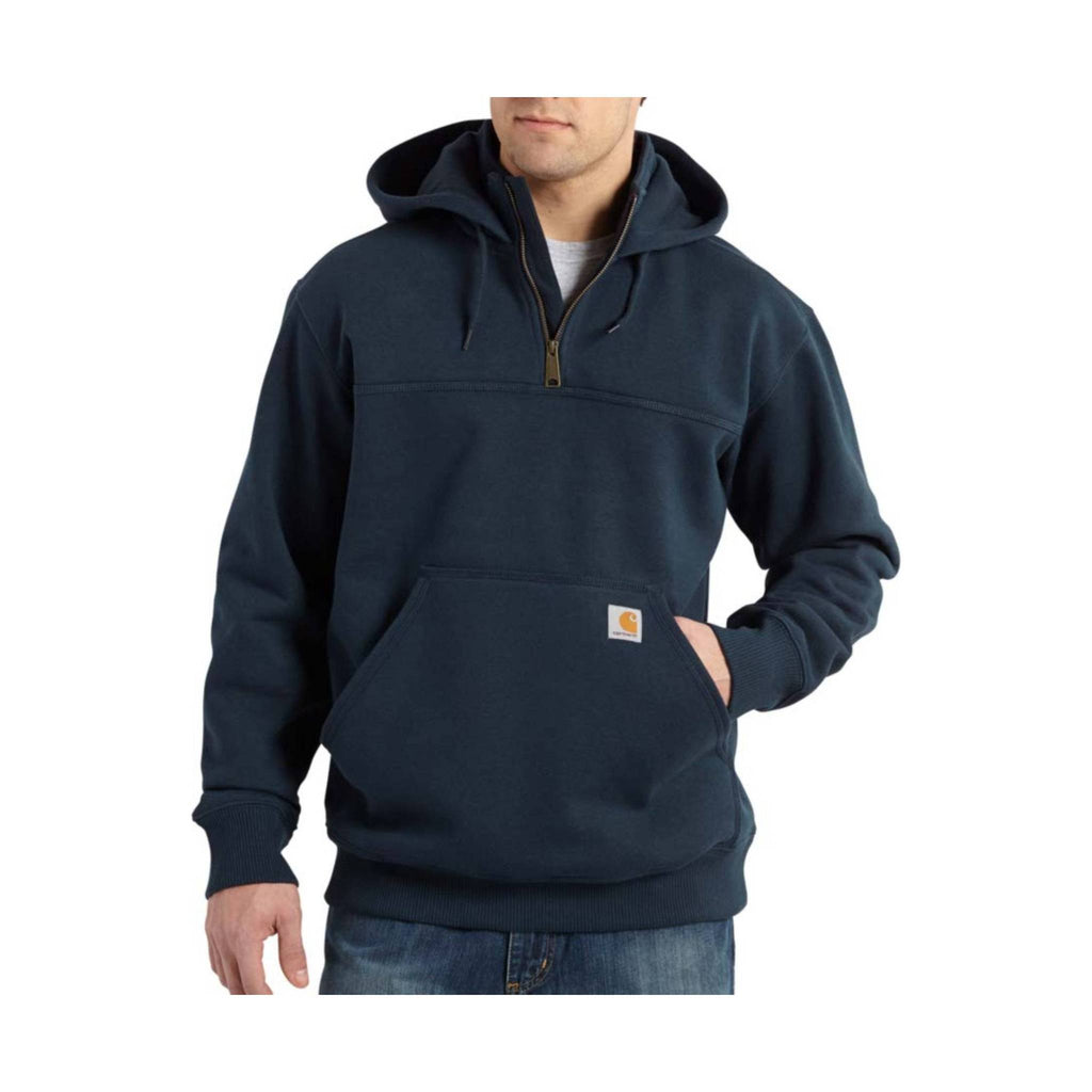 Carhartt Men's Rain Defender Paxton Heavyweight Hooded Quarter Zip Mock Sweatshirt - New Navy - Lenny's Shoe & Apparel