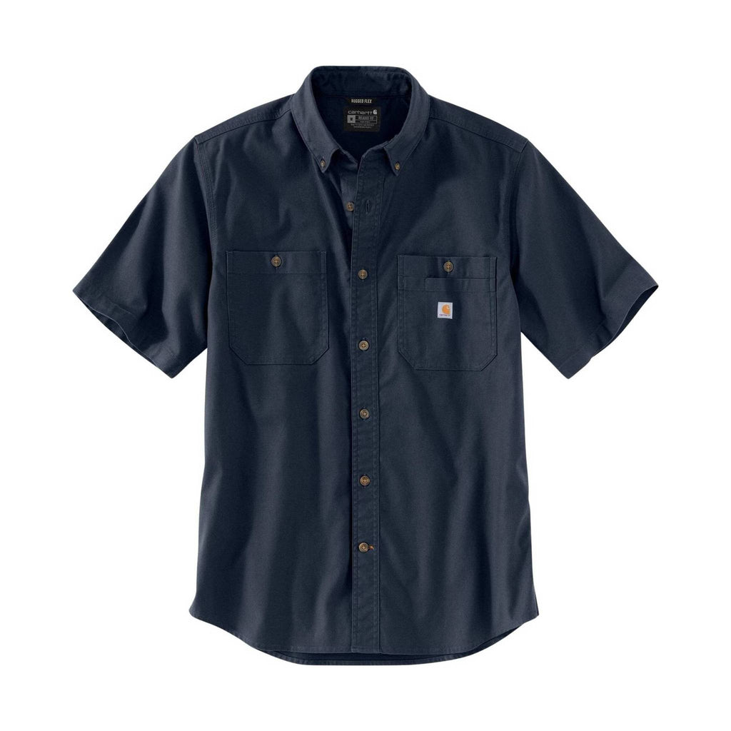 Carhartt Men's Rugged Flex Rigby Short Sleeve Work Shirt - Navy - Lenny's Shoe & Apparel