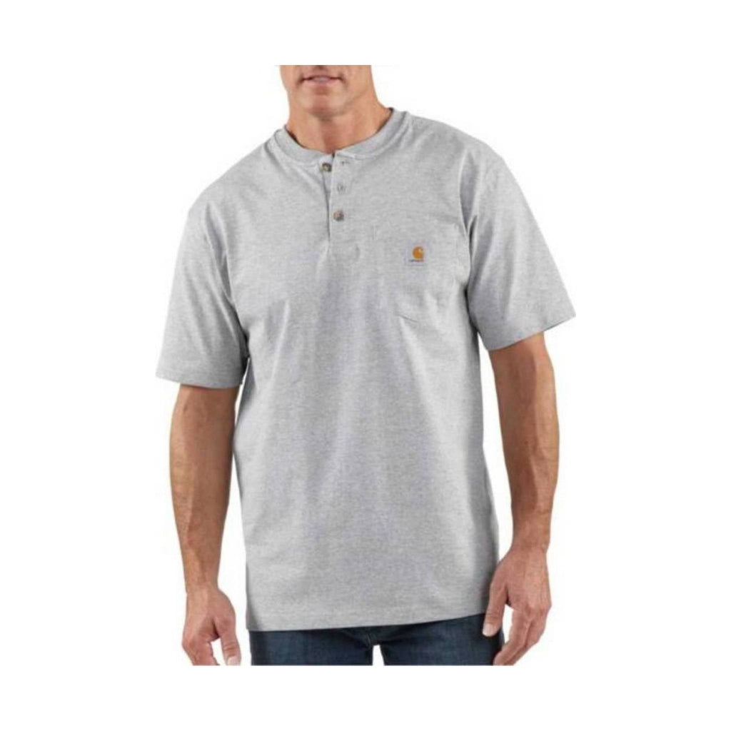 Carhartt Men's Workwear Short Sleeve Henley - Heather Grey - Lenny's Shoe & Apparel