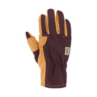 Carhartt Women's Duck Synthetic Leather Open Cuff Gloves - Blackberry/Tan - Lenny's Shoe & Apparel