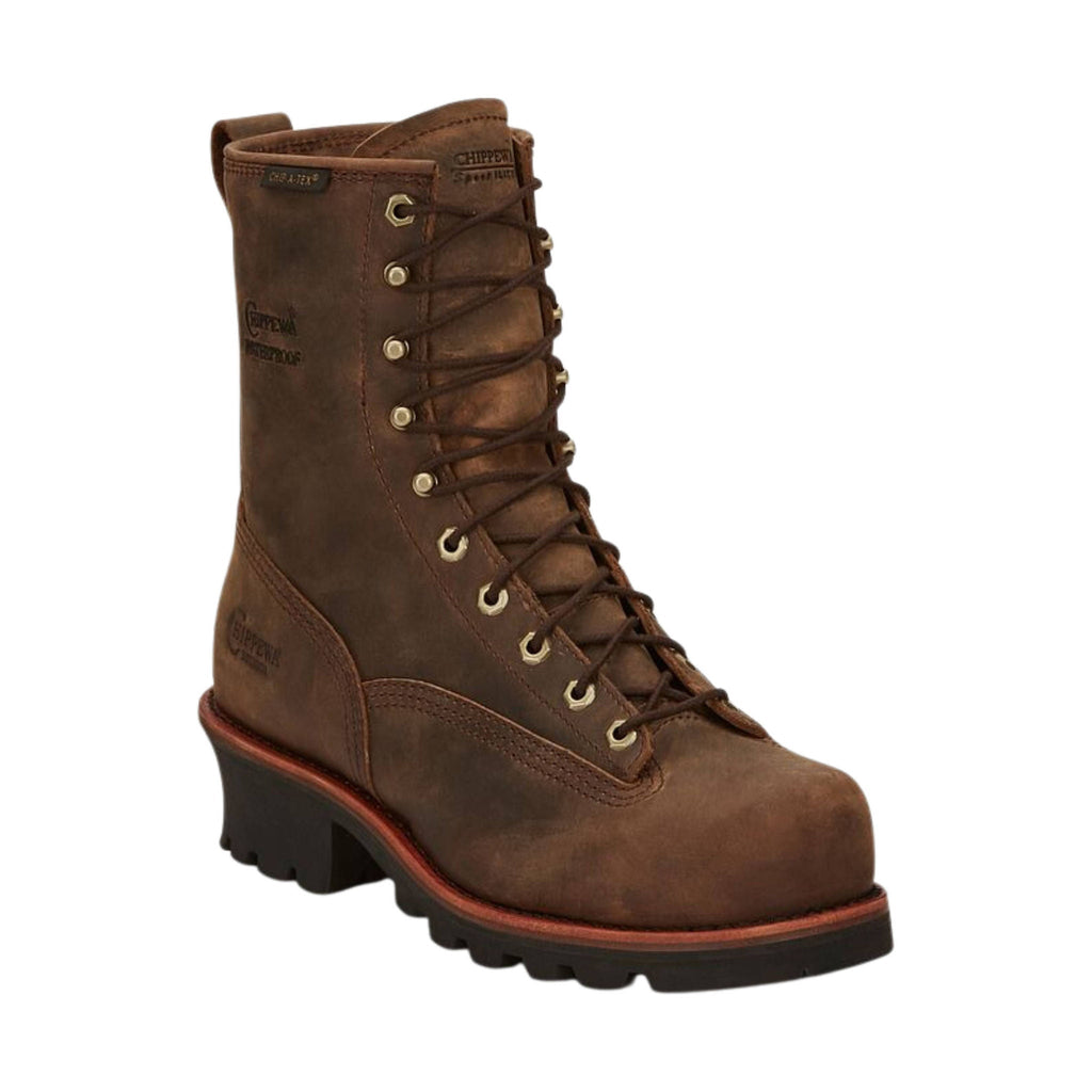 Chippewa Men's Paladin 8 Inch Waterproof Insulated Steel Toe Logger Work Boot - Brown - Lenny's Shoe & Apparel