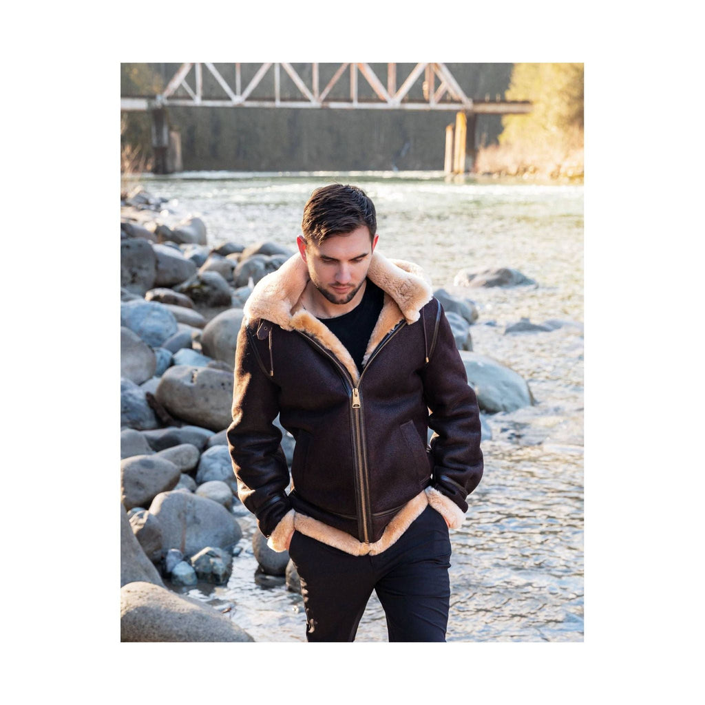 Cloud Nine Men's Sheepskin Bomber Jacket - Espresso - Lenny's Shoe & Apparel