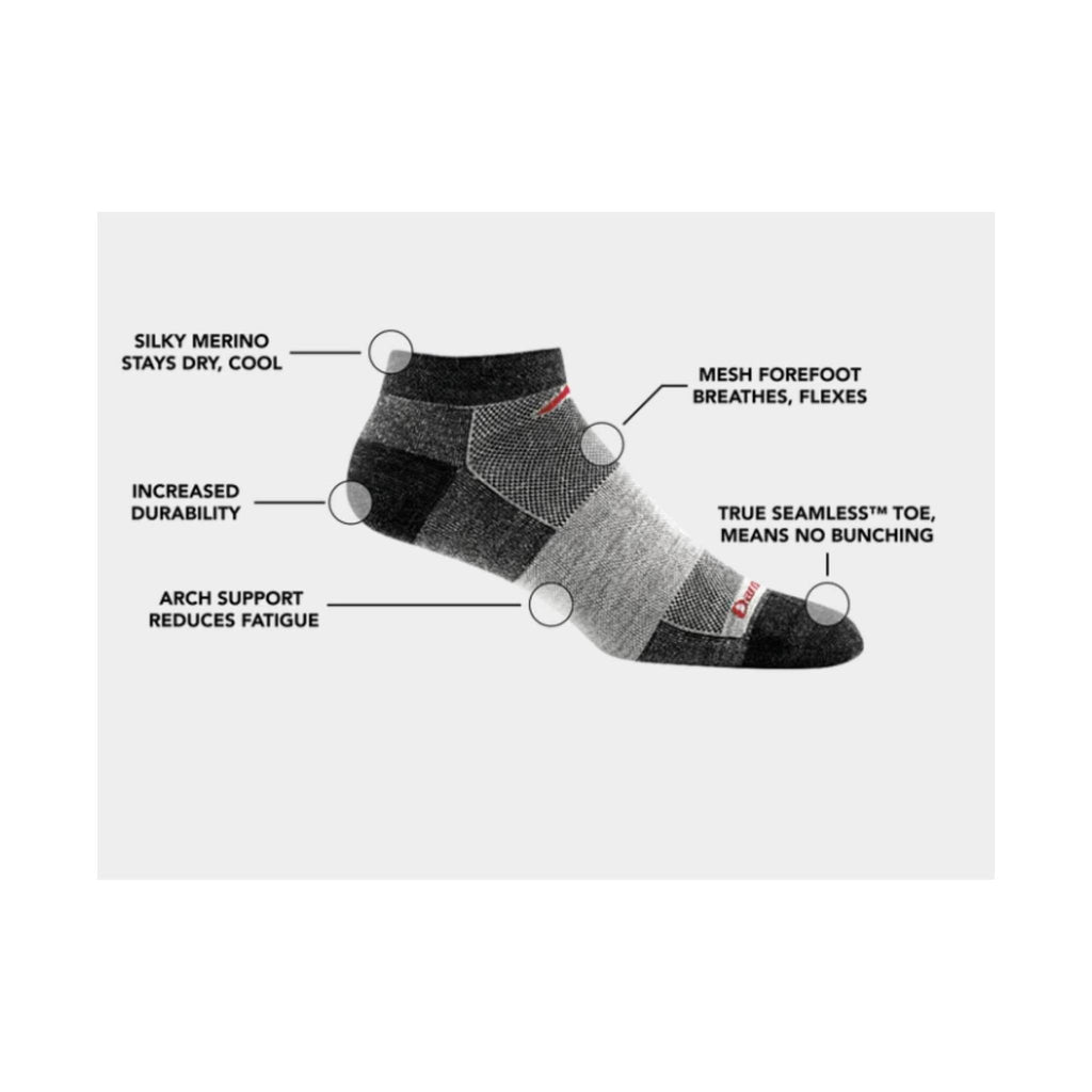 Darn Tough Vermont Men's No Show Lightweight Running Sock - Charcoal - Lenny's Shoe & Apparel