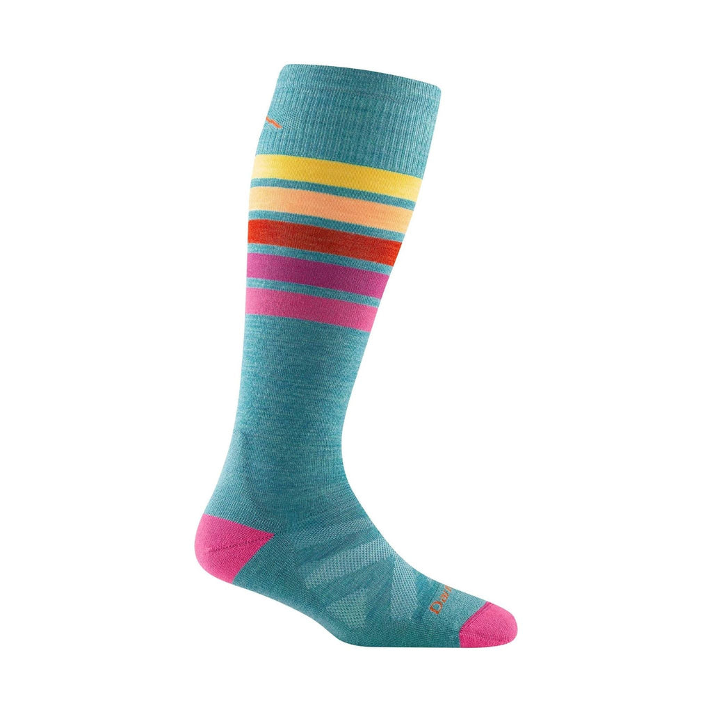 Darn Tough Vermont Women's Snowburst Over The Calf Midweight Ski and Snowboard Sock - Aqua - Lenny's Shoe & Apparel