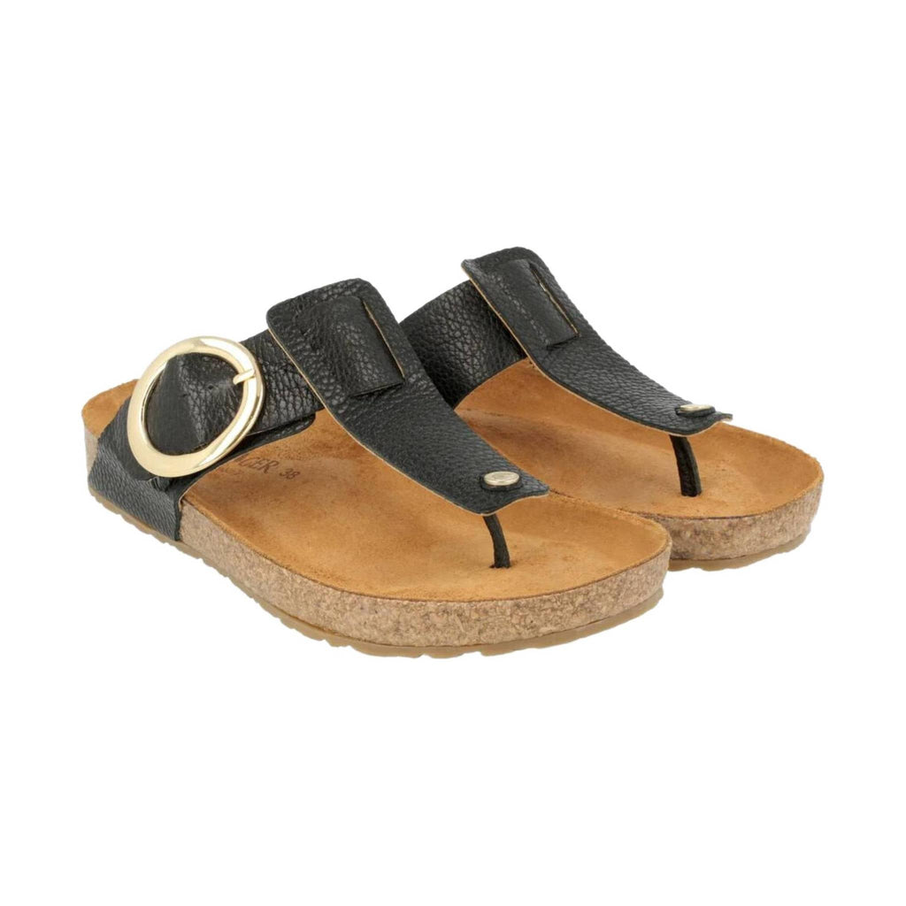 Haflinger Women's Round Buckle Corrina - Black - Lenny's Shoe & Apparel