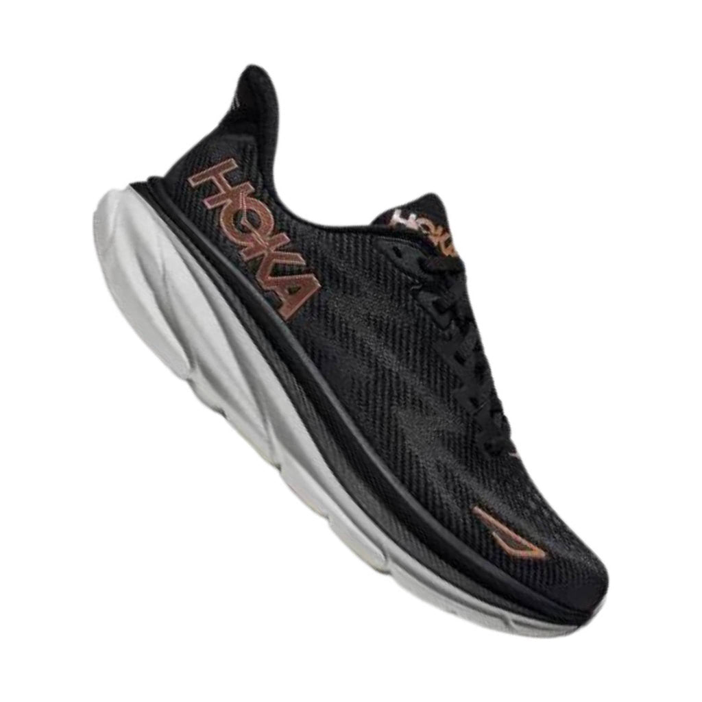 HOKA Women's Clifton 9 - Black/Rose Gold - Lenny's Shoe & Apparel