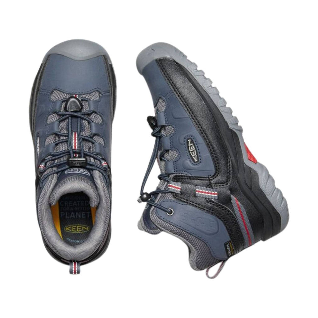 KEEN Big Kids' Targhee Mid Waterproof Hiking Boot - Blue Nights/Red Carpet - Lenny's Shoe & Apparel