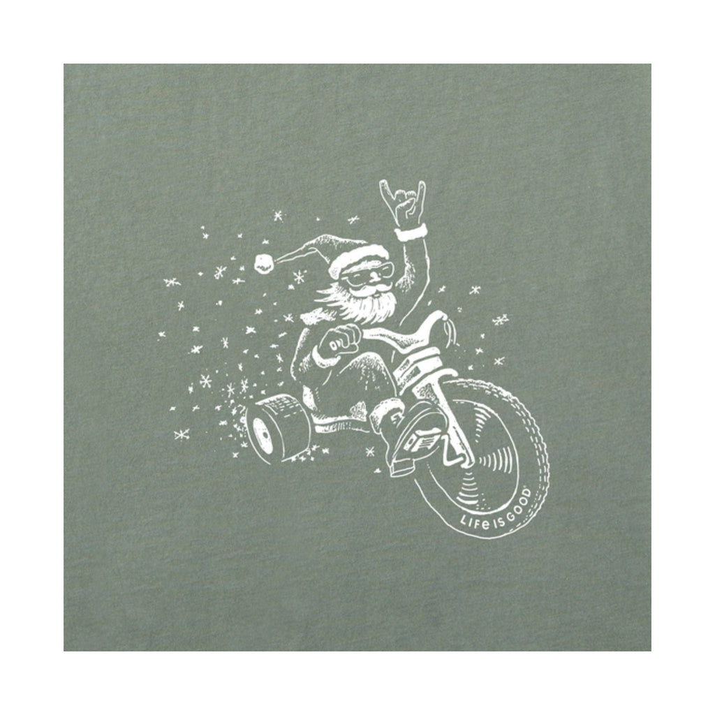 Life Is Good Men's Big Wheel Santa Long Sleeve Crusher Tee - Moss Green - Lenny's Shoe & Apparel