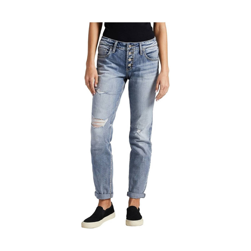 Silver Jeans Co. Women's Boyfriend Mid Rise Slim Leg Jean - Indigo - Lenny's Shoe & Apparel