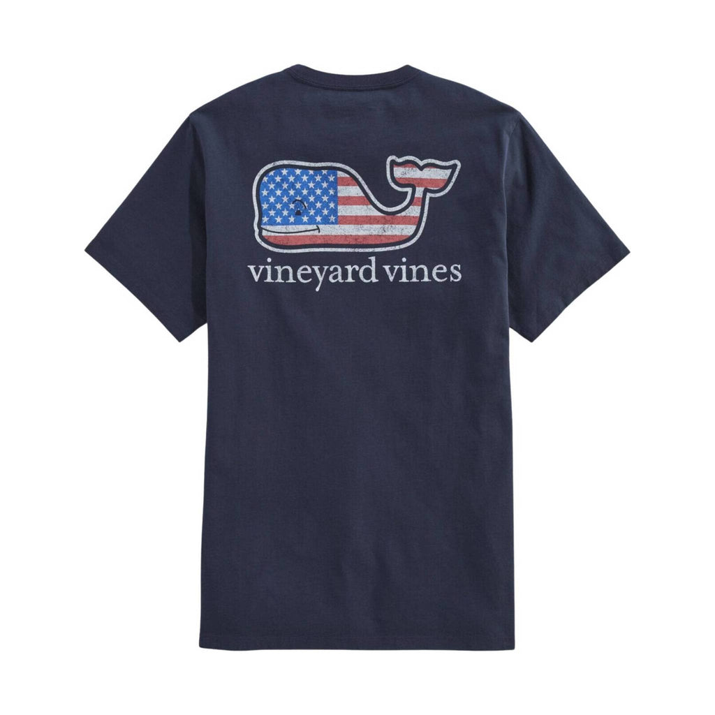 Vineyard Vines Men's Flag Whale Short Sleeve Pocket Tee - Navy - Lenny's Shoe & Apparel