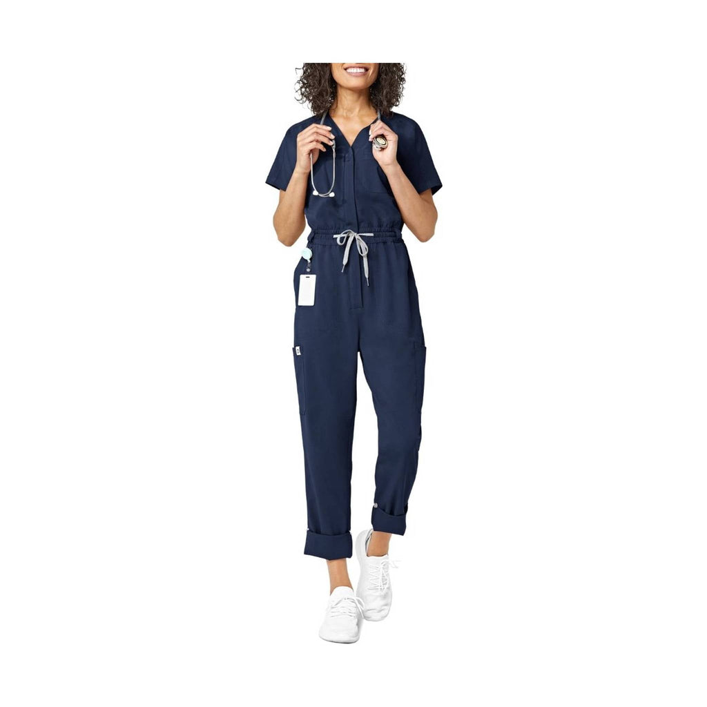 WonderWink Women's Zip Front Jumpsuit - Navy - Lenny's Shoe & Apparel